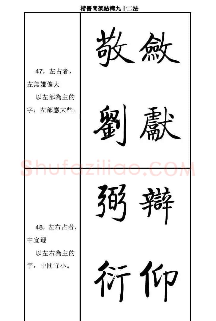 启功字帖楷书间架结构九十二法 | 毛笔楷书字帖