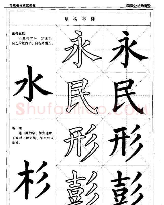 书法段位评比指导教材《毛笔楷书实用教程-结构布势》 | 软笔楷书字帖