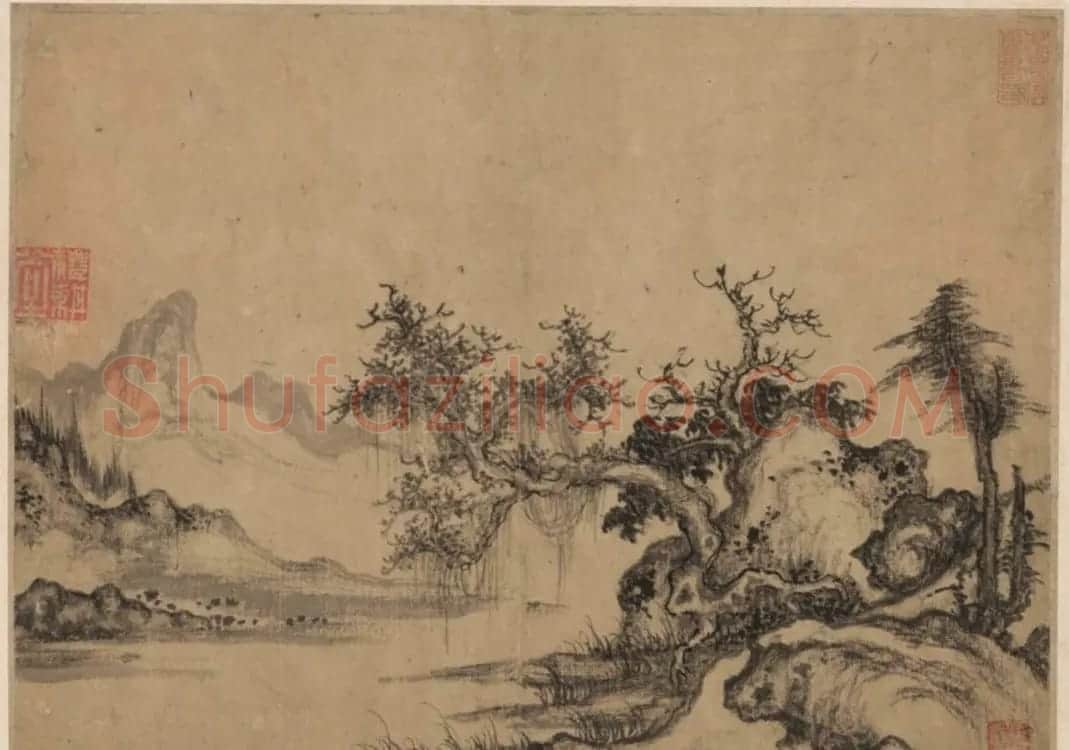 董其昌书法鉴题曹知白山水册 | 传世书法作品精选