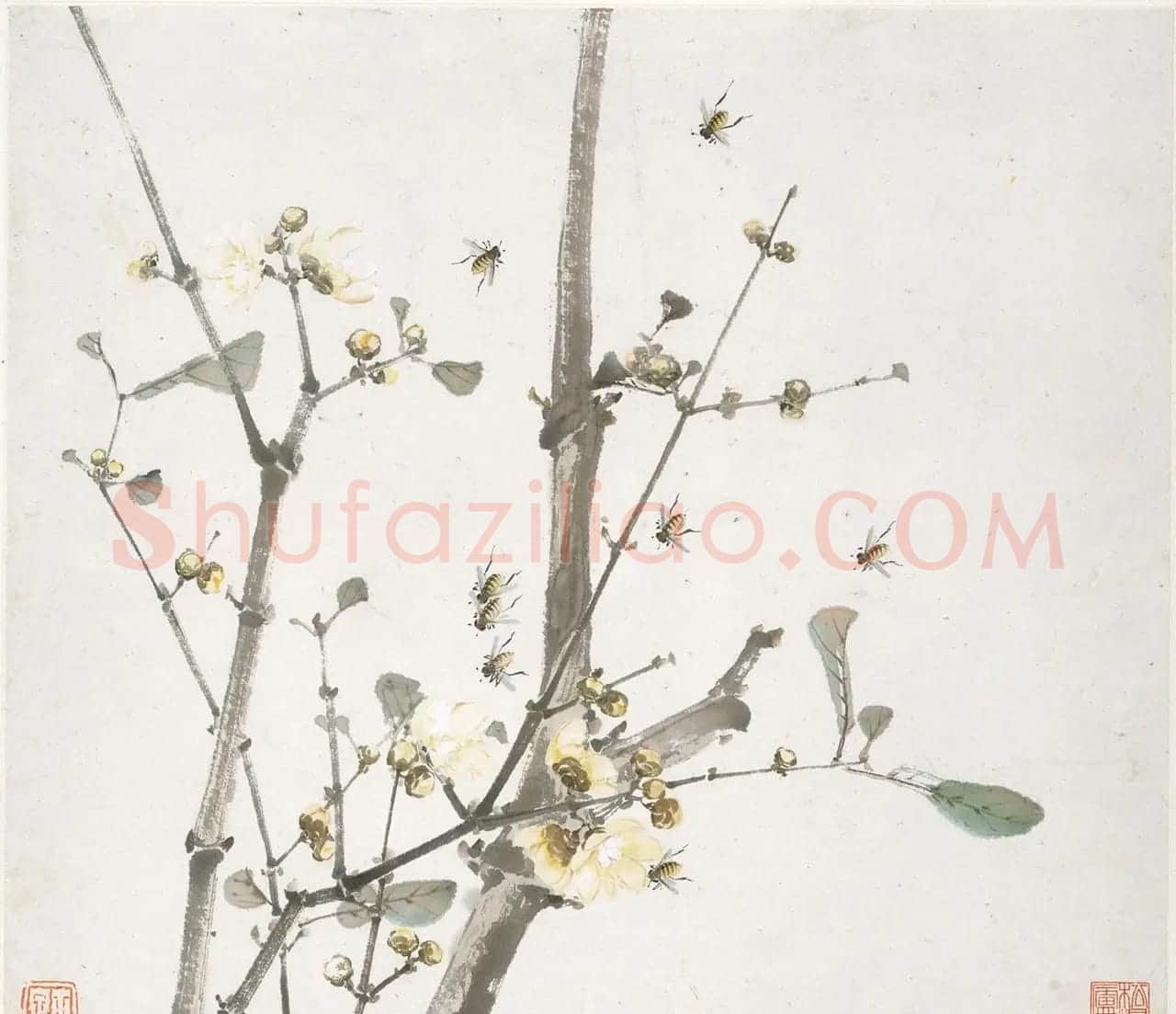清代居廉花卉虫草册页八开 | 传世书法作品欣赏
