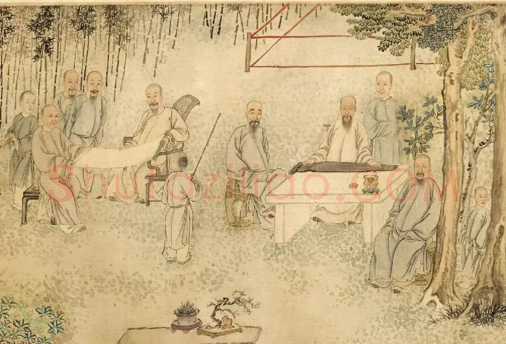 清代叶芳绘画《九日行庵文宴图》 | 传世书法作品鉴赏