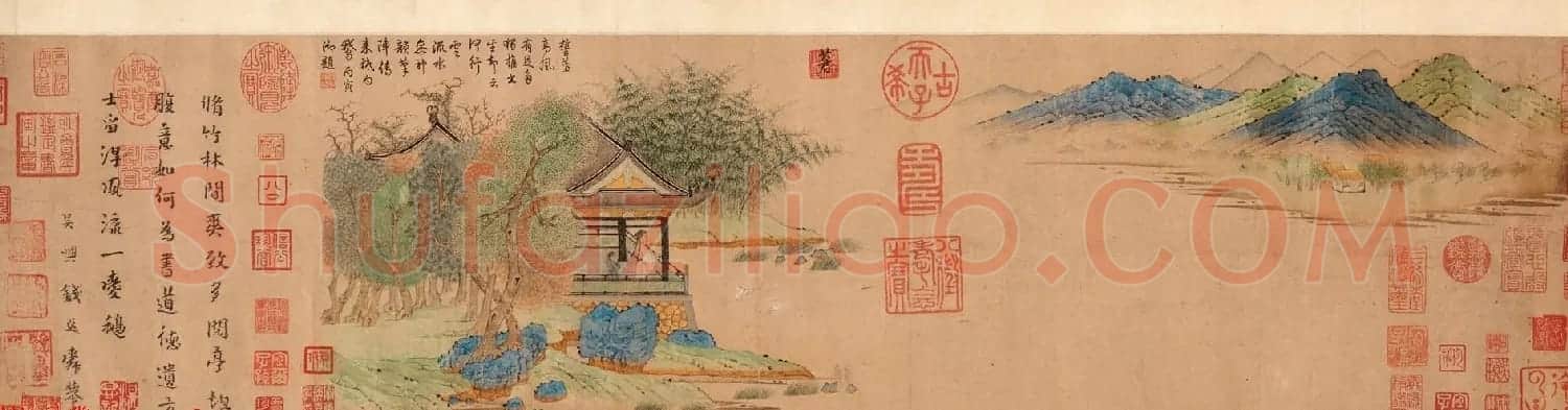 元代钱选书画欣赏《王羲之观鹅图卷》 | 传世书法作品鉴赏