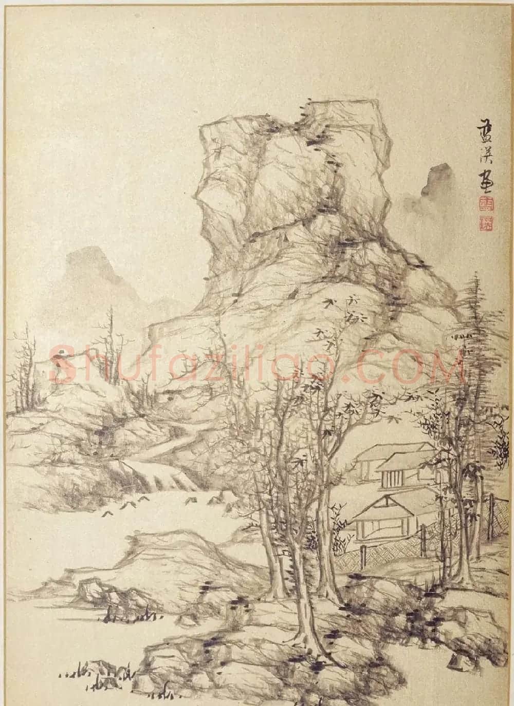 明代蓝瑛绘韩理书跋《澄观图》书画册页欣赏 | 传世书法作品鉴赏