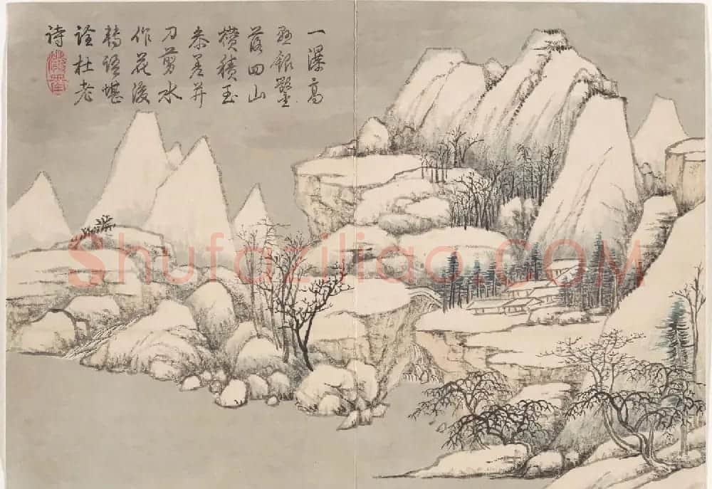 清代钱维城绘画欣赏《景敷四气冬景图》大都会博物馆藏 | 传世书法作品精选