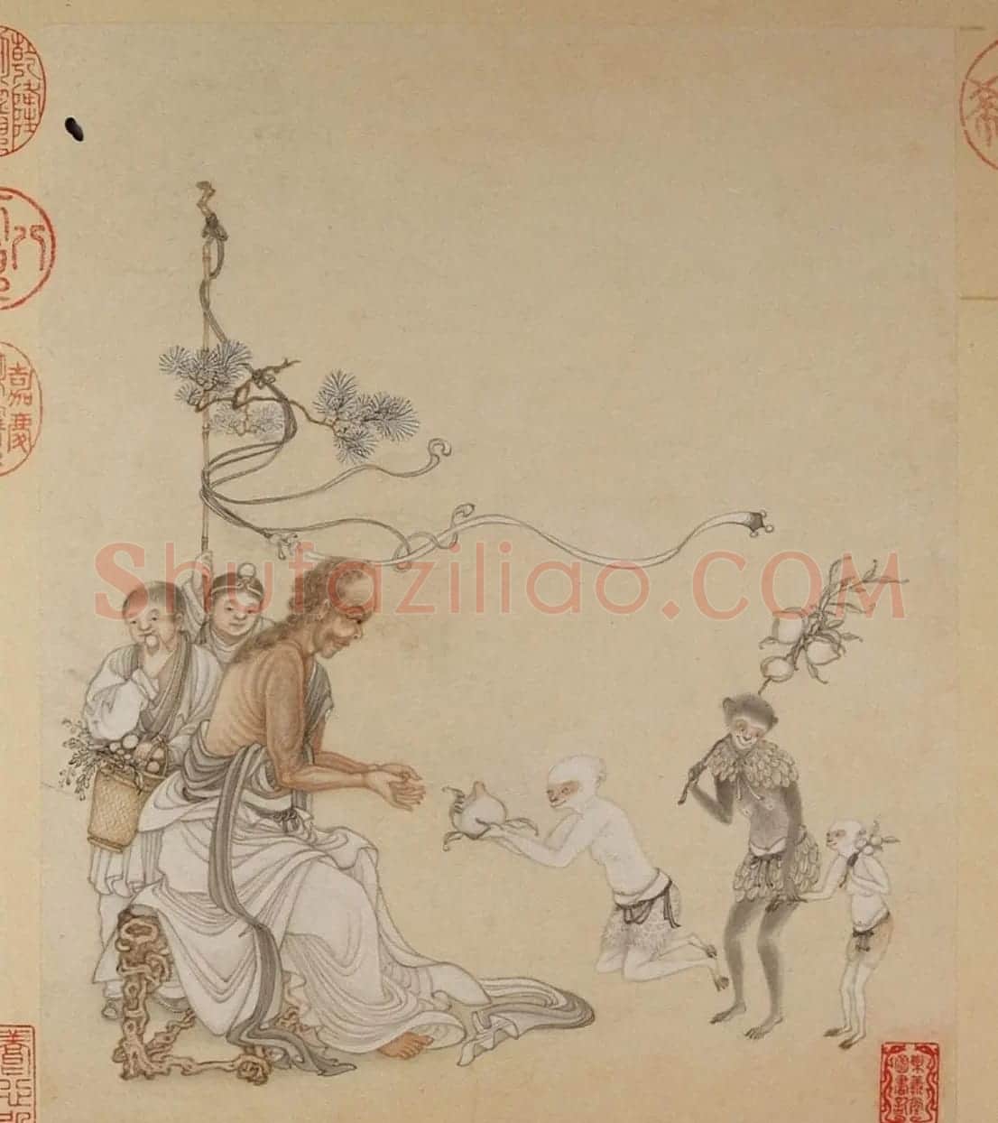 清代字画欣赏《罗汉册》(张照书法+冷枚绘画) | 传世书法作品精选