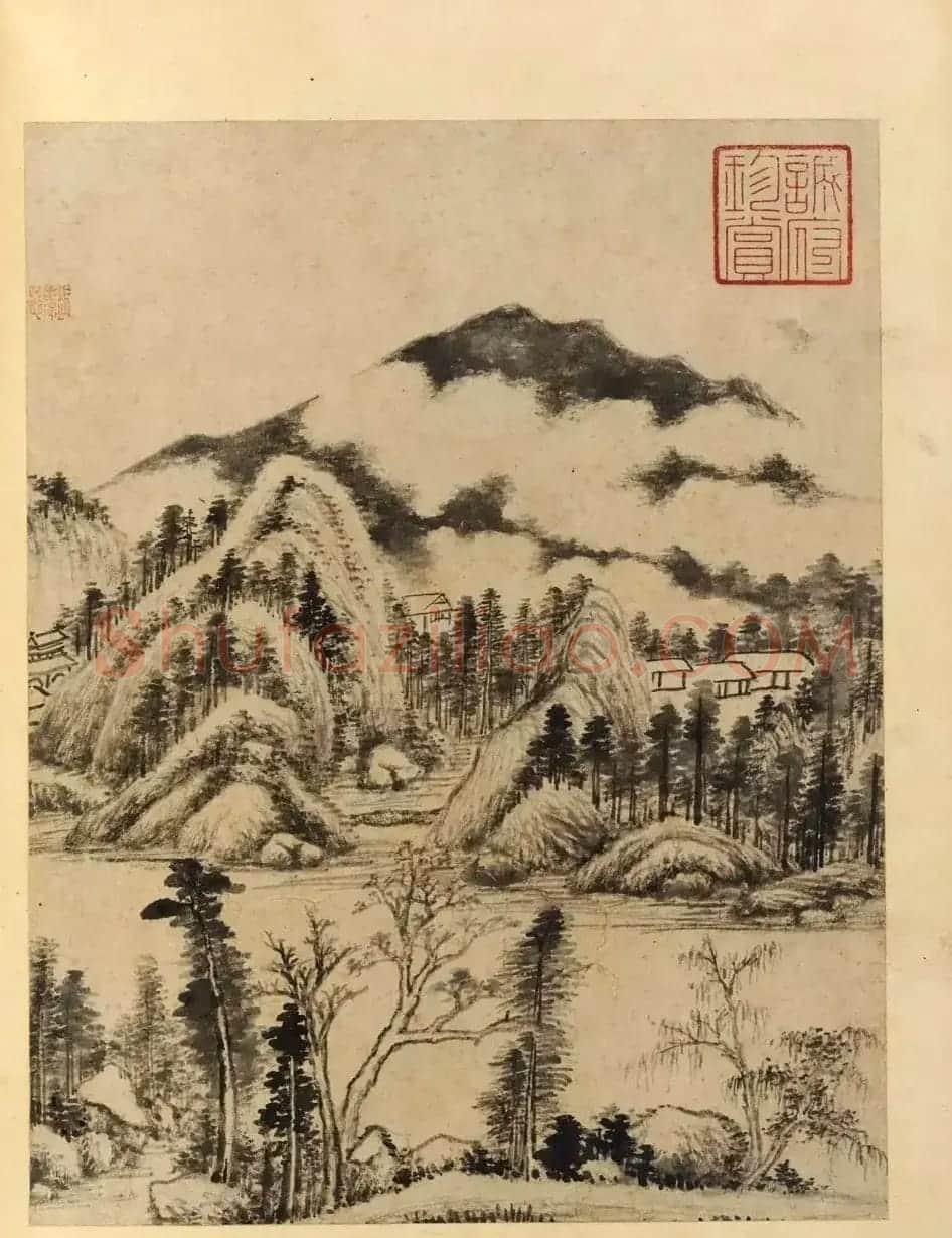 董其昌59岁书画合璧山水小景册页 | 传世书法作品鉴赏