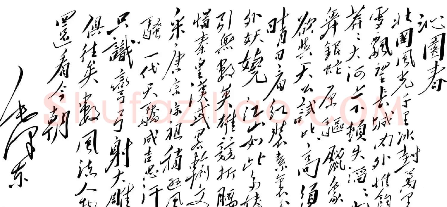 毛泽东行草书法作品《沁园春·雪》 | 毛笔书法作品