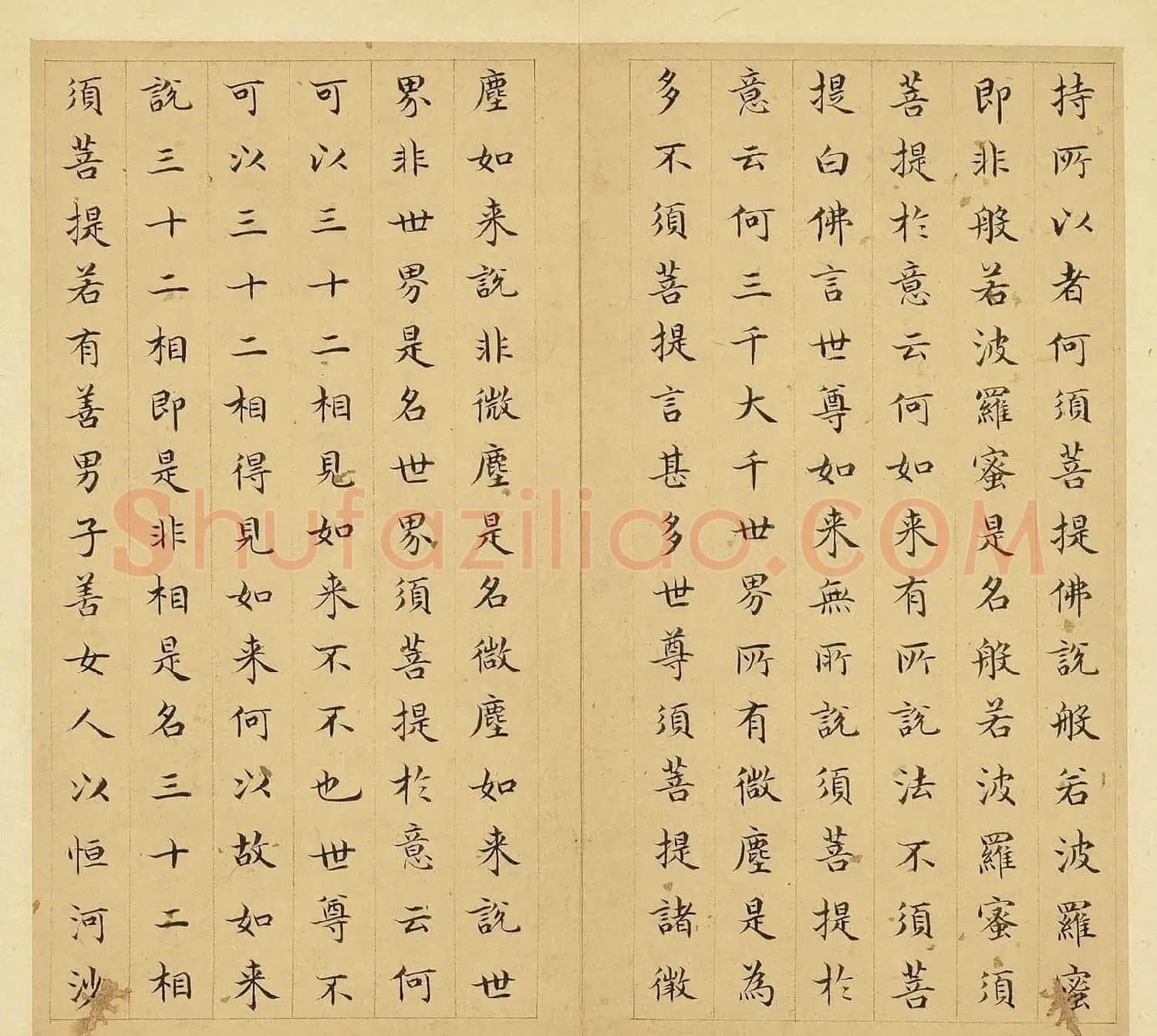 明代文震孟楷书《金刚般若波罗蜜经》册 | 软笔书法作品