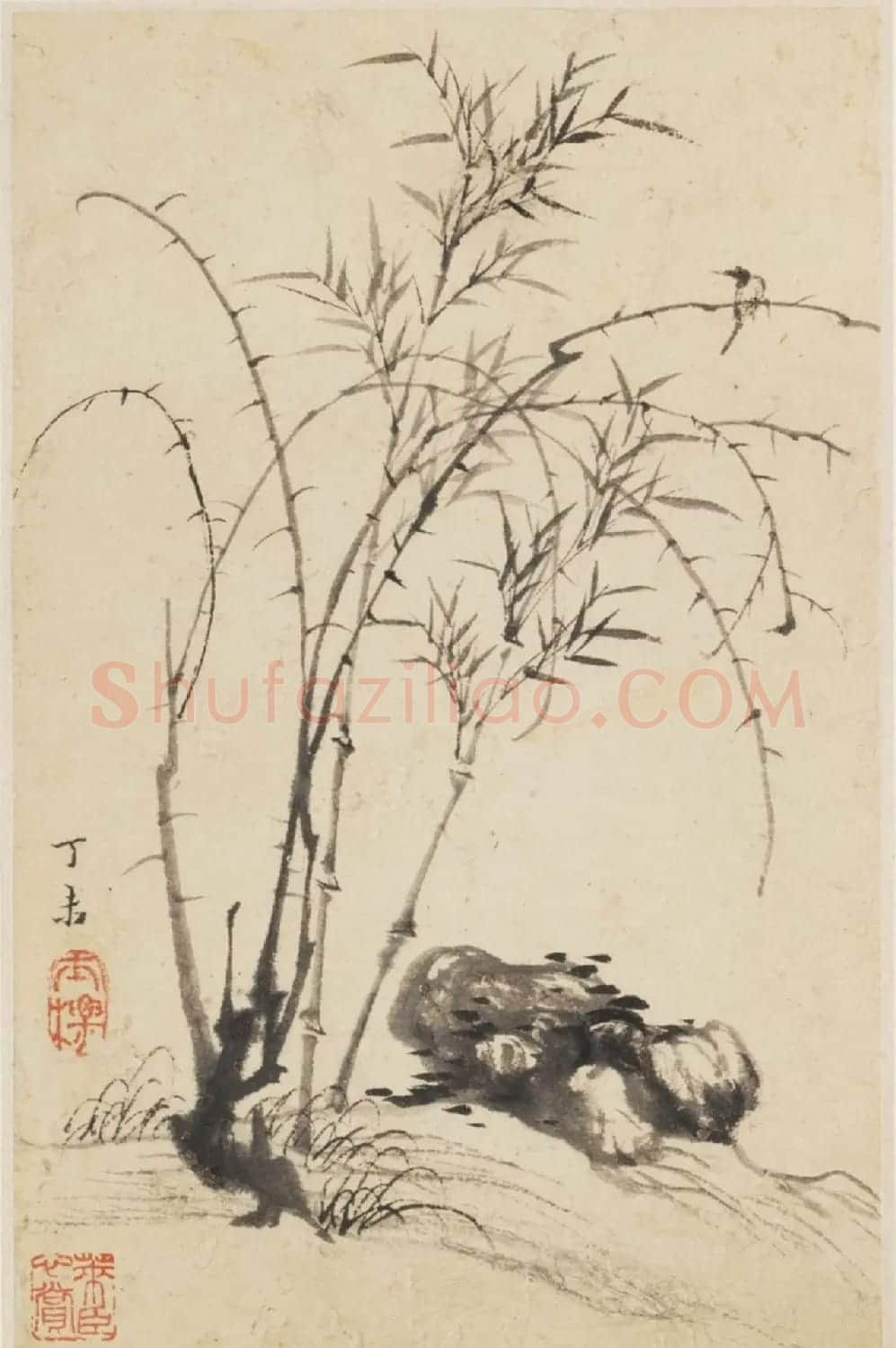 查士标字画欣赏《枯木竹石册》 | 传世书法作品赏析