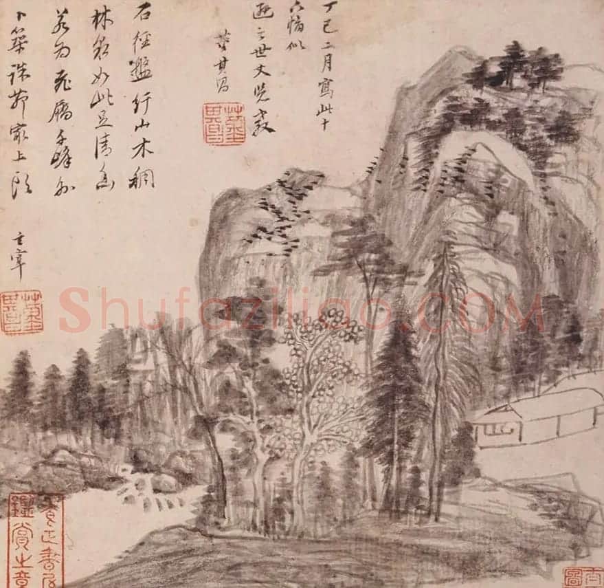 陈万全、温汝适书法题董其昌仿古山水图册 | 传世书法作品鉴赏