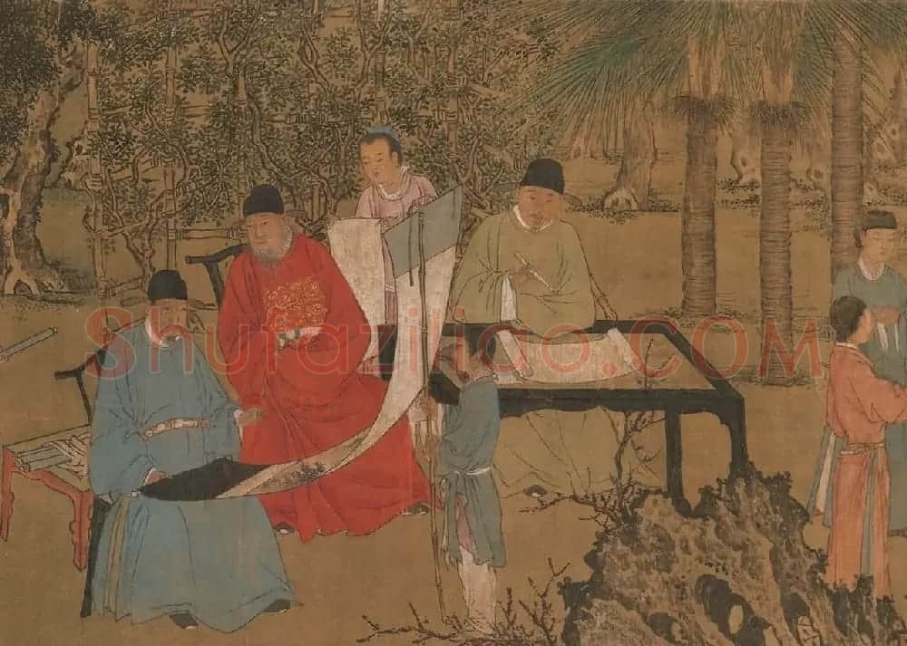 明代谢环杏园雅集图卷(传)附书法题跋 | 传世书法作品鉴赏