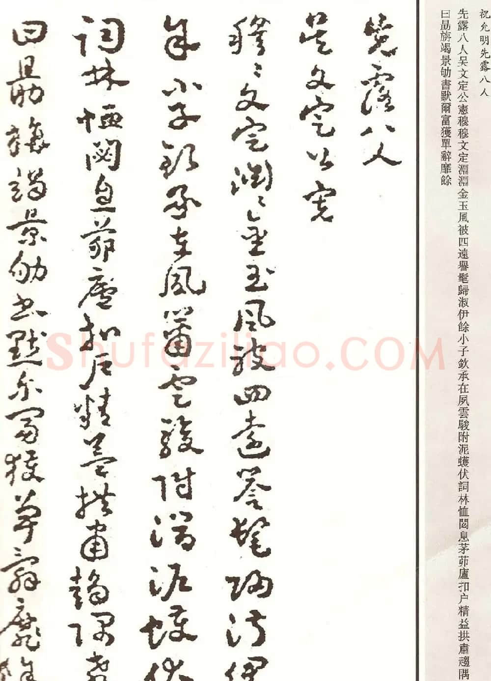 祝允明章草书法作品欣赏《先露八人》 | 名家书法作品赏析