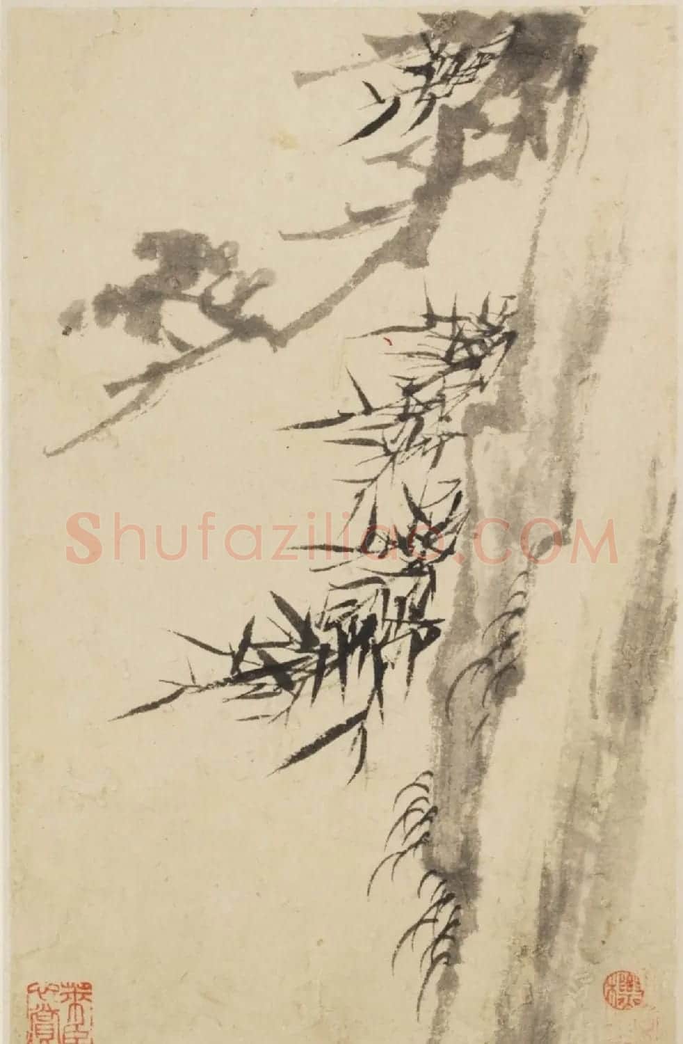 查士标字画欣赏《枯木竹石册》 | 传世书法作品赏析