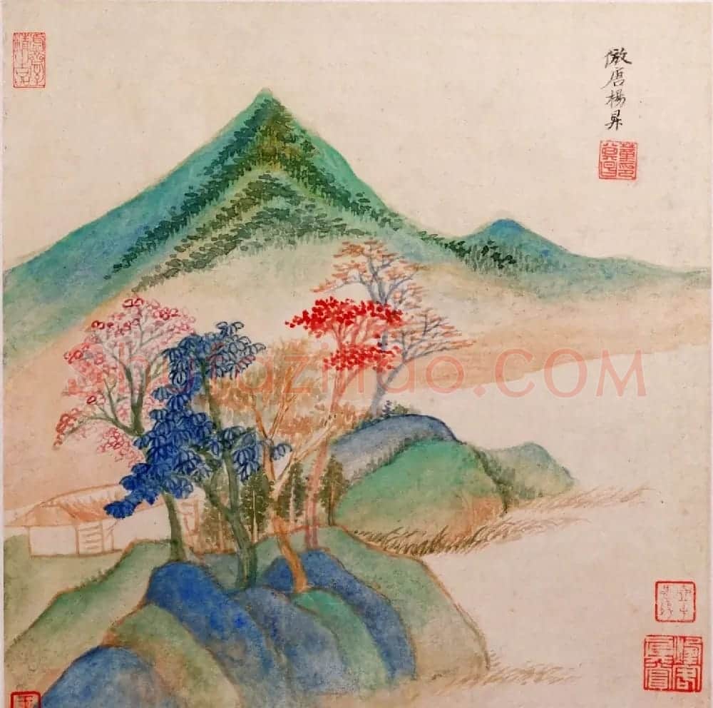 明代董其昌字画欣赏《仿古山水》册 | 传世书法作品鉴赏
