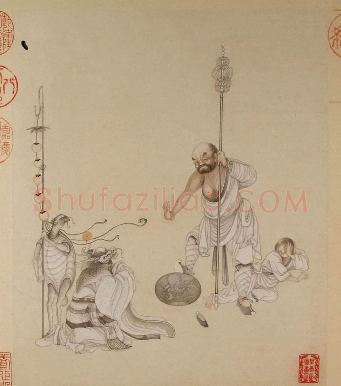 清代字画欣赏《罗汉册》(张照书法+冷枚绘画) | 传世书法作品精选