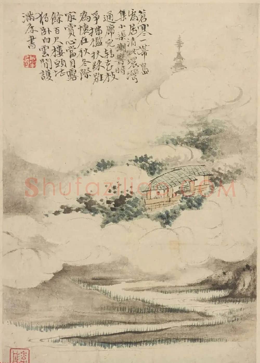 清华喦山水作品《新罗山人山水神品》弗利尔美术馆藏 | 传世书法作品欣赏