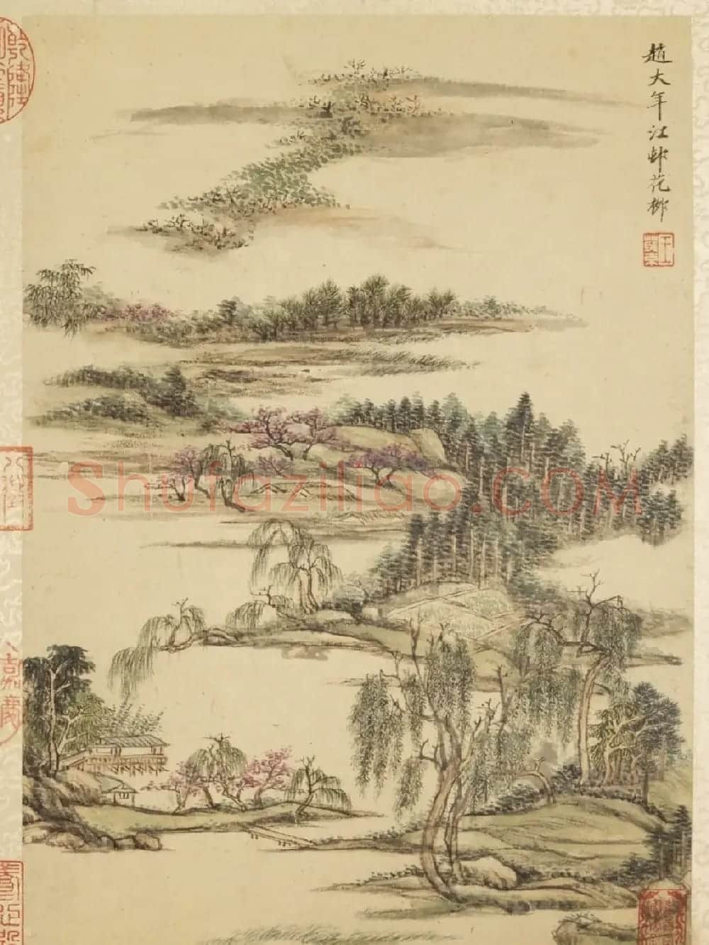 梁诗正书法敬题《王原祁仿古山水册》 | 传世书法作品鉴赏