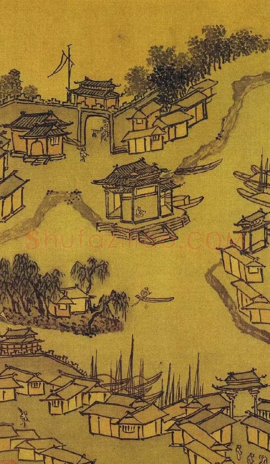 吴门画派班首沈周书法字画欣赏《雨江名胜图册》 | 传世书法作品欣赏