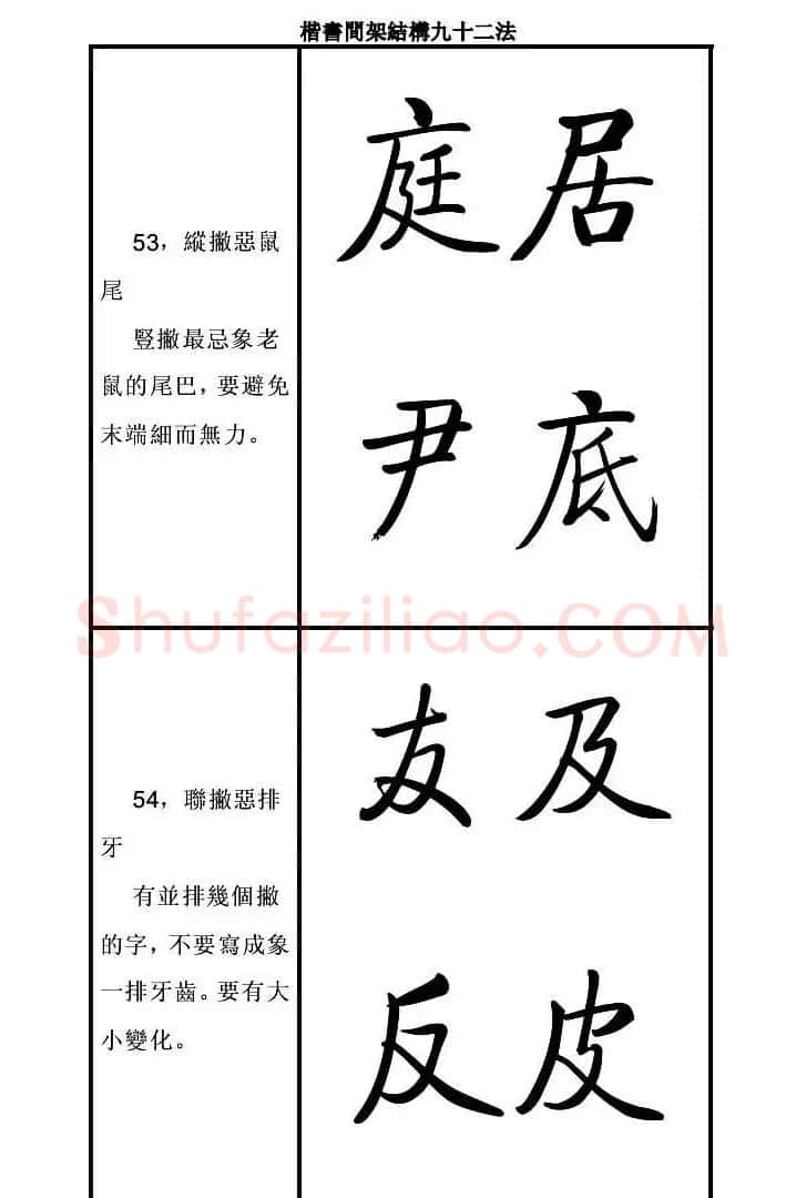 启功字帖楷书间架结构九十二法 | 毛笔楷书字帖