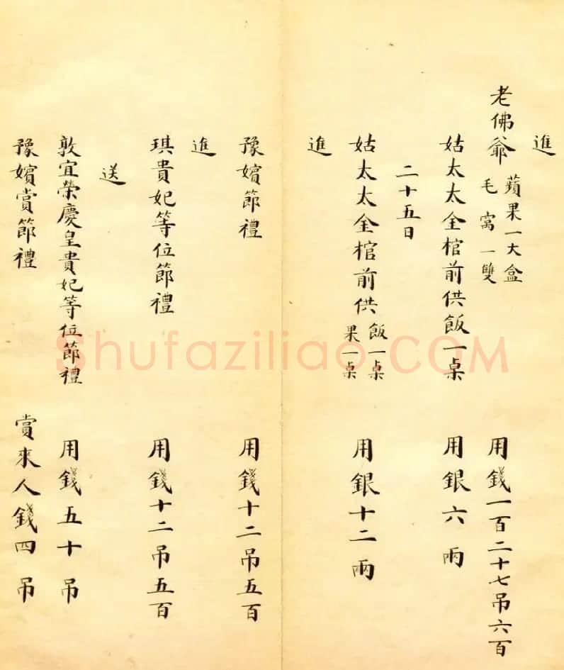 清朝瑾妃娘娘《账目收支明细》 | 名家书法作品精选