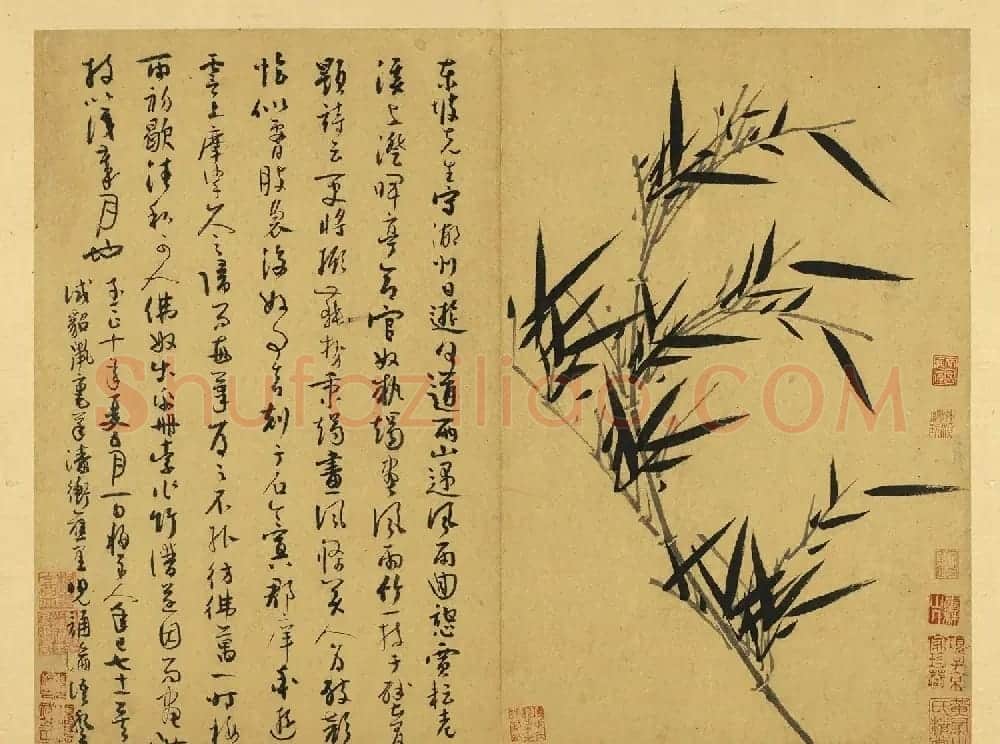 元代吴镇71岁书画册《墨竹谱》 | 传世书法作品欣赏