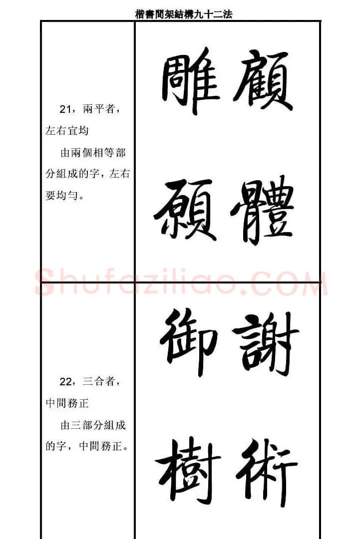 启功字帖楷书间架结构九十二法 | 毛笔楷书字帖