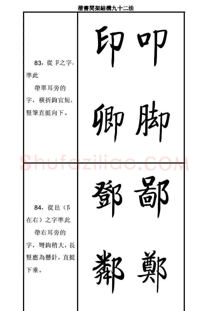 启功字帖楷书间架结构九十二法 | 毛笔楷书字帖