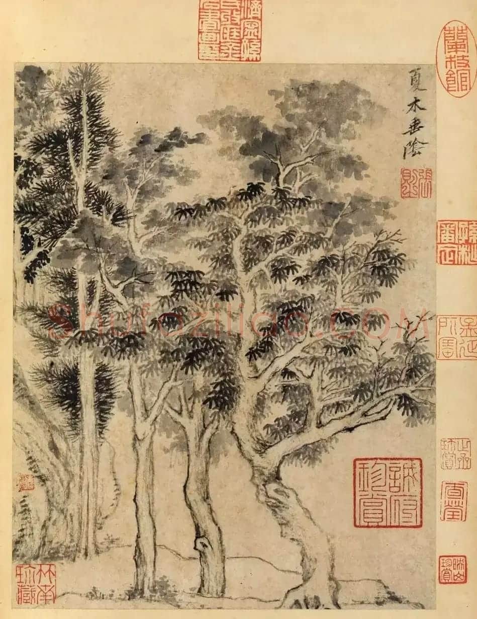 董其昌59岁书画合璧山水小景册页 | 传世书法作品鉴赏