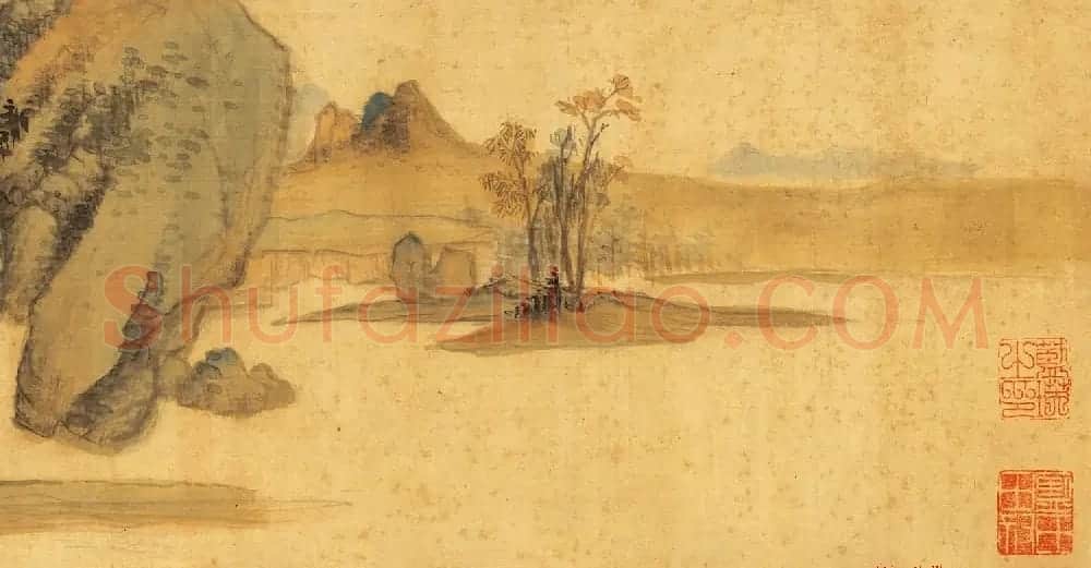 明代蓝瑛字画《溪山秋色图》卷 | 传世书法作品赏析