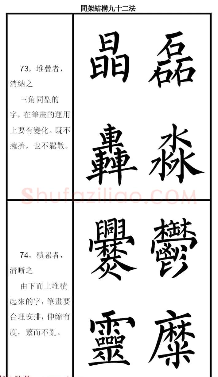 柳体字帖《柳公权楷书间架结构九十二法》 | 软笔楷书字帖