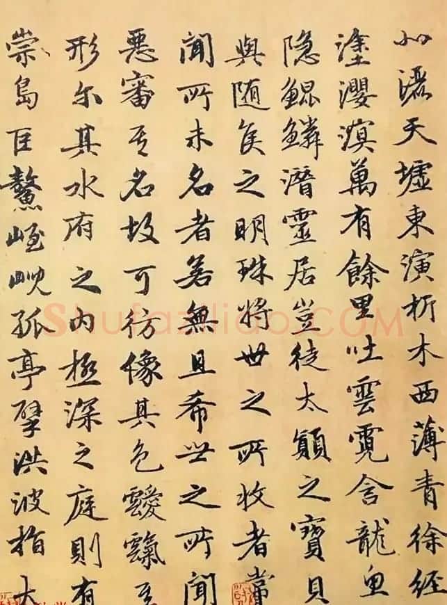 赵孟頫50岁行楷书法册页《海赋》两种 | 名家书法作品赏析
