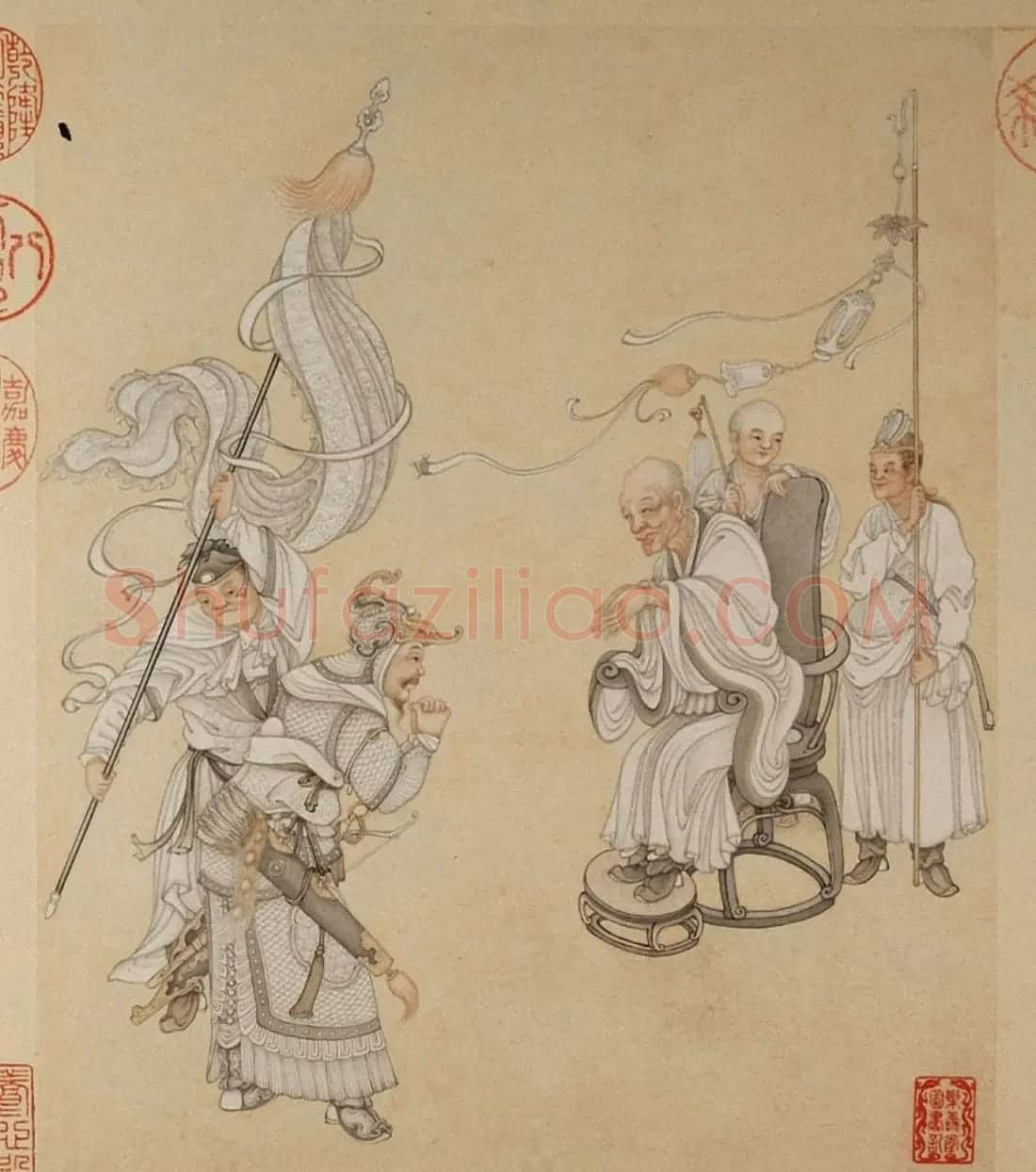 清代字画欣赏《罗汉册》(张照书法+冷枚绘画) | 传世书法作品精选
