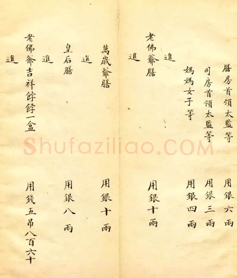 清朝瑾妃娘娘《账目收支明细》 | 名家书法作品精选