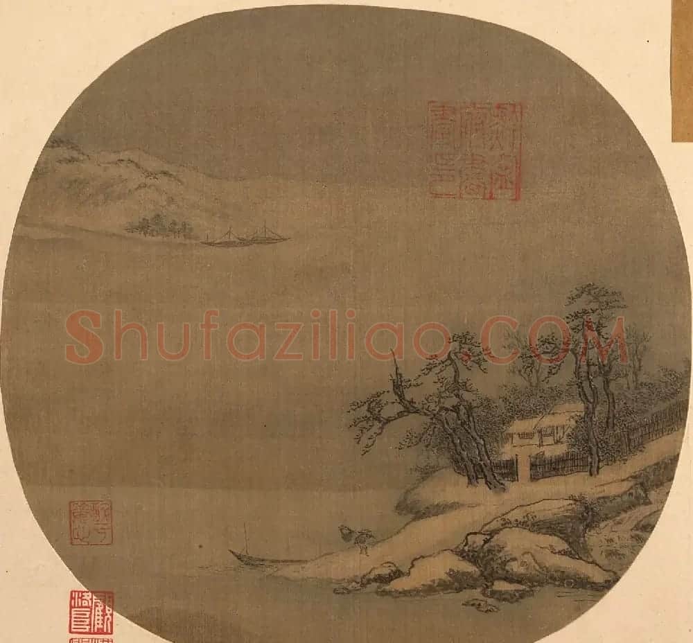 王铎行书书法题宋代团扇画册2帧 | 传世书法作品鉴赏