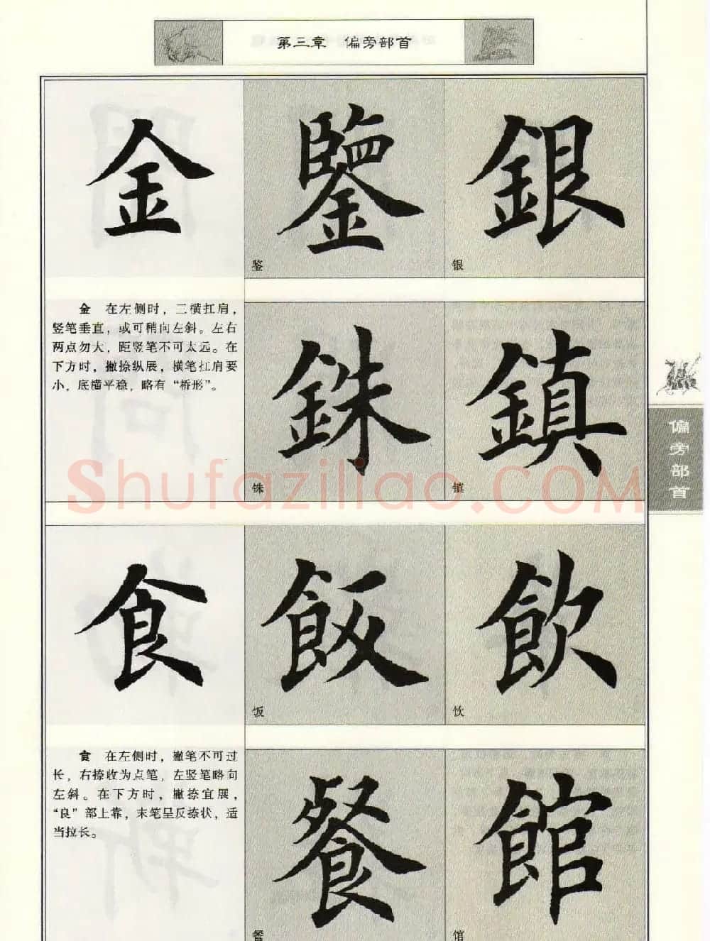 田英章毛笔楷书入门教程--偏旁部首 | 软笔楷书字帖