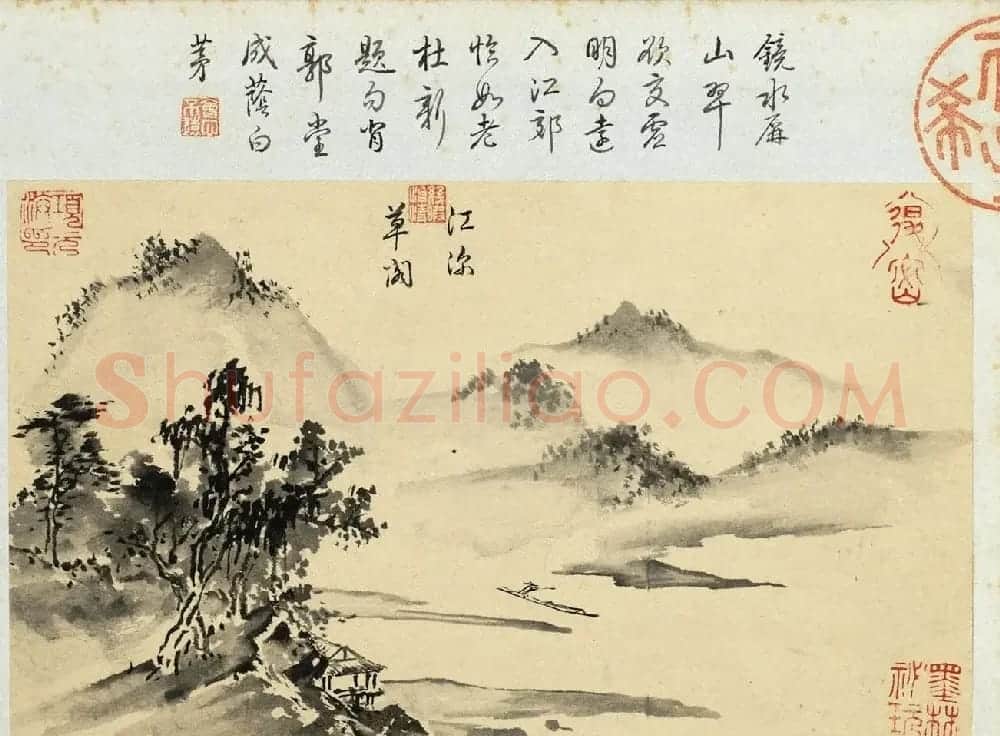 明代王穀祥书画册页乾隆皇帝题诗 | 传世书法作品鉴赏