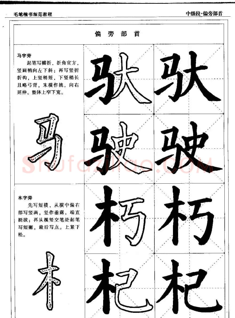 书法段位评比指导教材《毛笔楷书实用教程-偏旁部首》 | 软笔楷书字帖