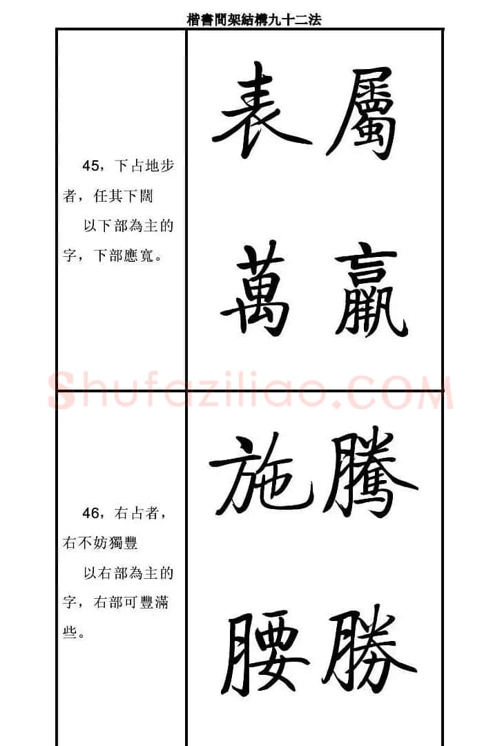 启功字帖楷书间架结构九十二法 | 毛笔楷书字帖