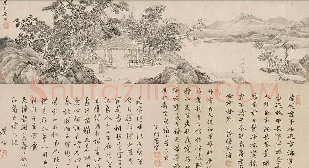 大才子唐伯虎17岁字画《贞寿堂图卷》 | 传世书法作品欣赏