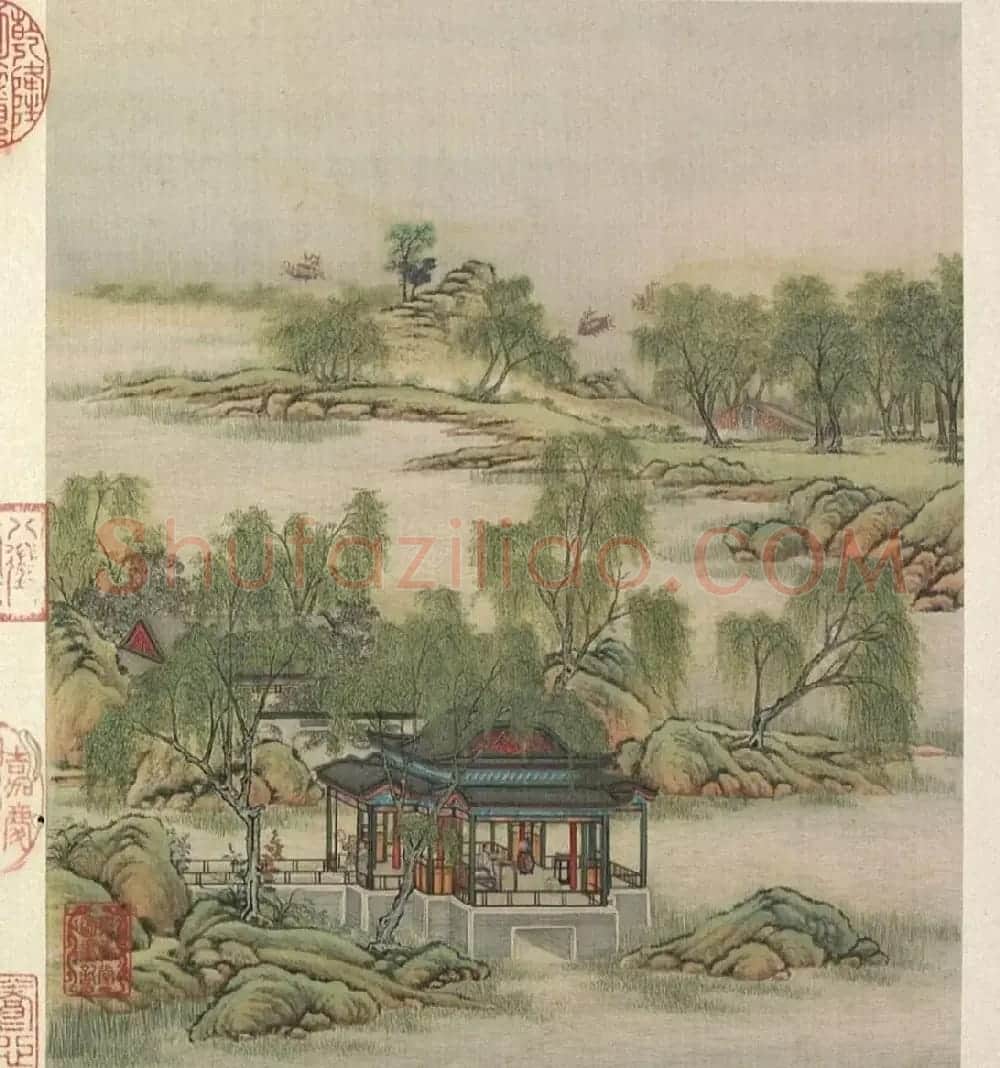 梁诗正书法《山水楼阁图》字画册页 | 传世书法作品精选