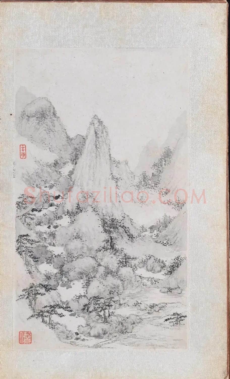 郑旼书法字画欣赏《黄山八景图册》 | 传世书法作品精选
