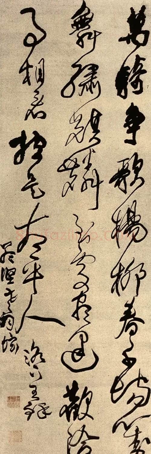 王铎行草书立轴《高适七绝万骑争歌杨柳春诗》 | 名家书法作品精选