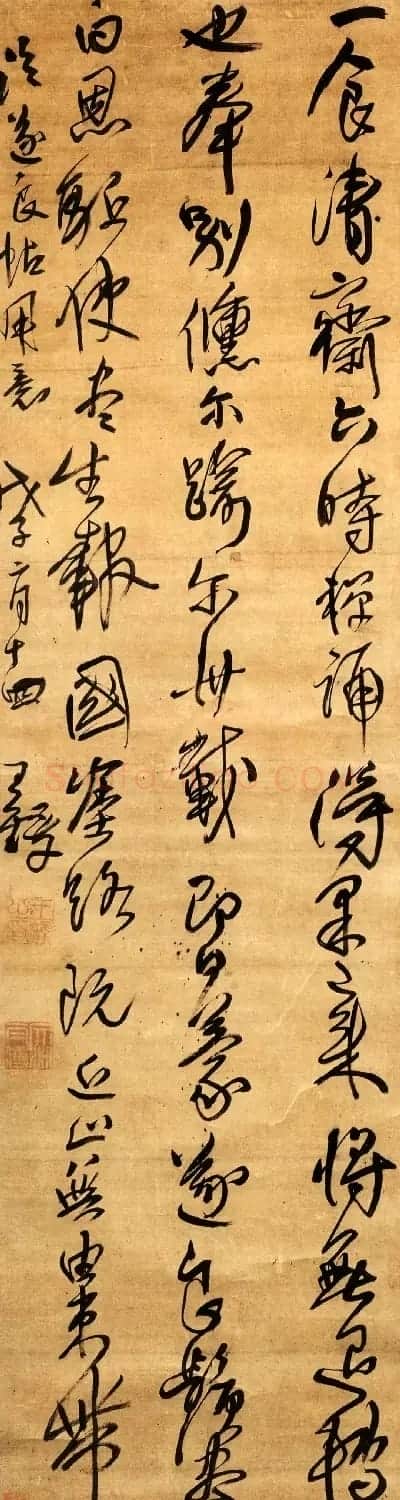 王铎行草书法立轴《节临褚遂良家侄帖》 | 书法名家作品鉴赏