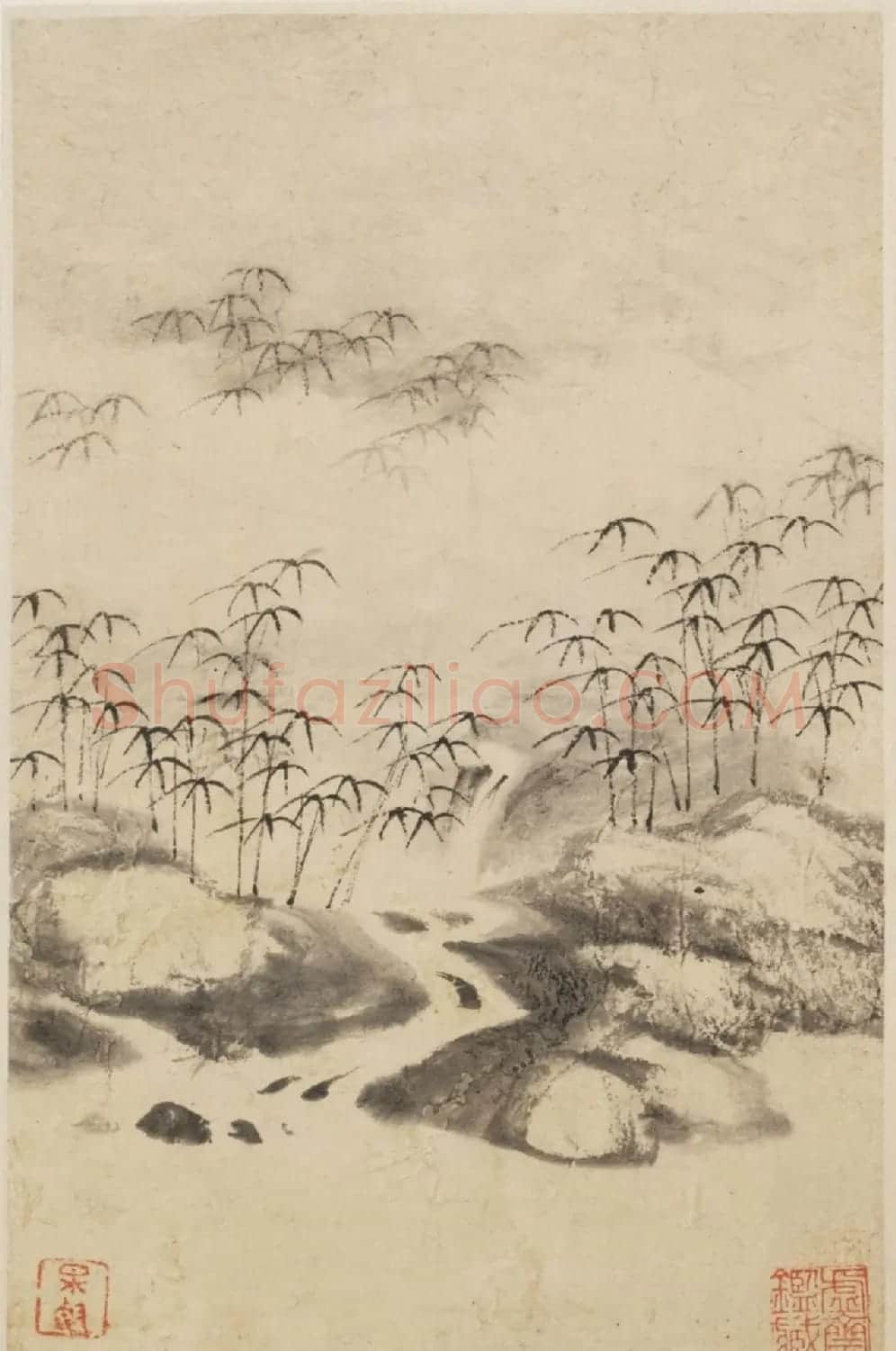 查士标字画欣赏《枯木竹石册》 | 传世书法作品赏析