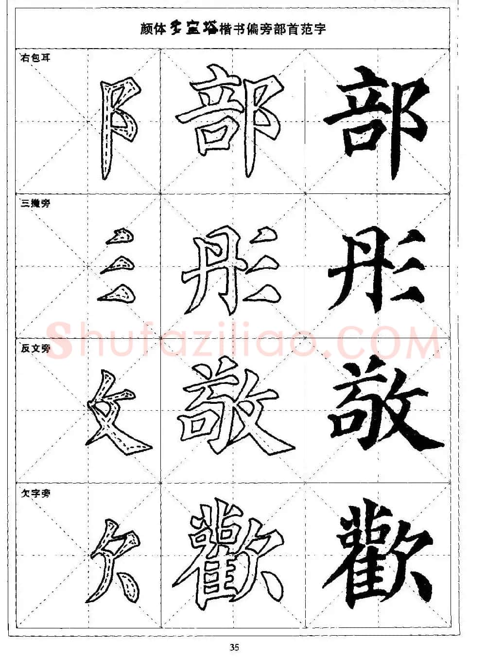 书法段位评比指导教材《毛笔楷书实用教程-偏旁部首》 | 软笔楷书字帖