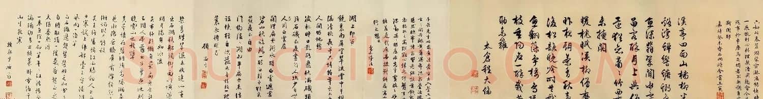 唐寅画卷欣赏：蕉叶睡女图+溪山渔隐图 | 传世书法作品鉴赏