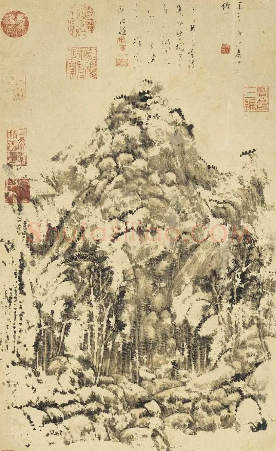 汪由敦等4位大臣书法题王原祁山水图 | 传世书法作品赏析