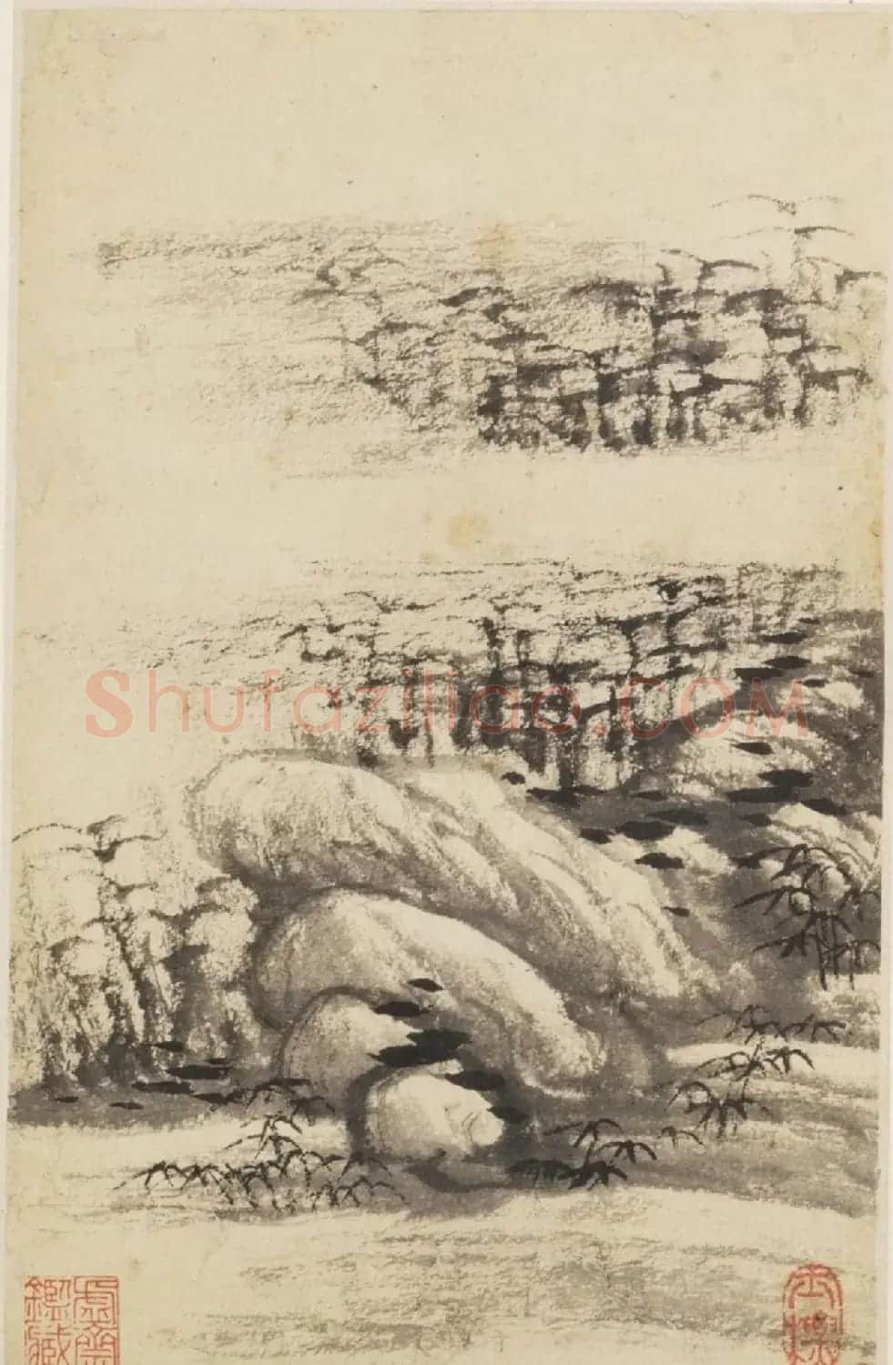 查士标字画欣赏《枯木竹石册》 | 传世书法作品赏析