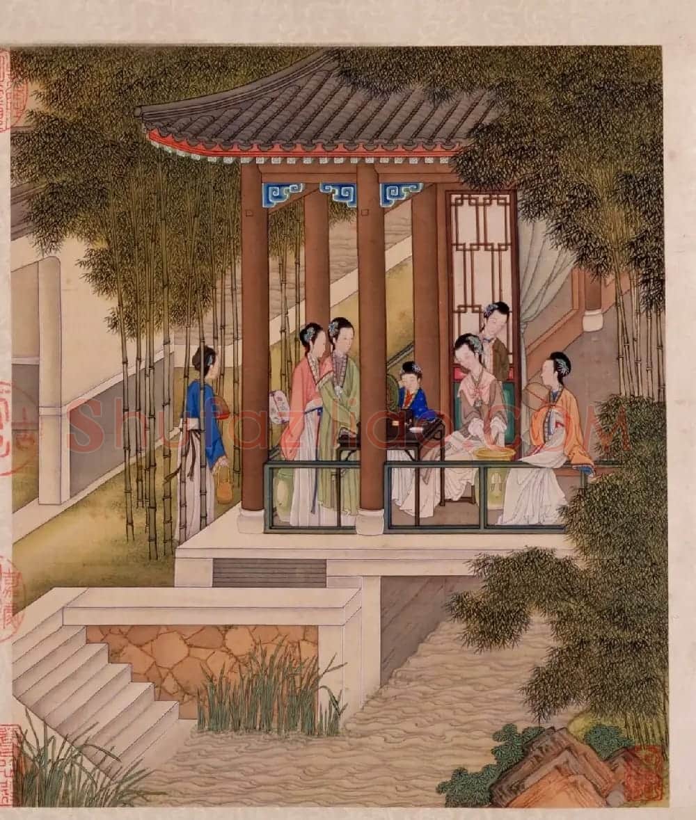 书画册页欣赏《月曼清游图册》梁诗正字+陈枚画 | 传世书法作品赏析
