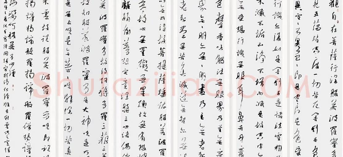 张旭光书法作品《心经六条屏》两种 | 心经书法作品